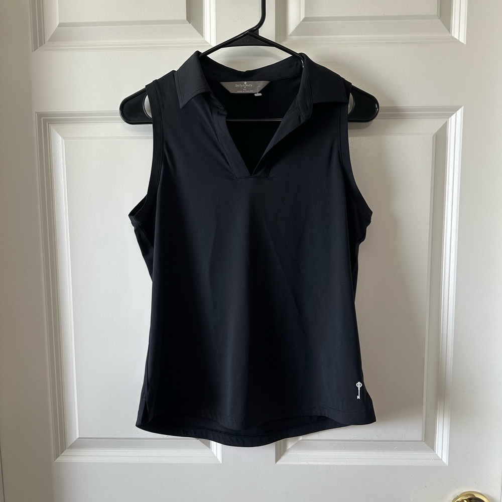 Belyn Key Onyx Black Keystone Sleeveless Golf Shirt Size XXL